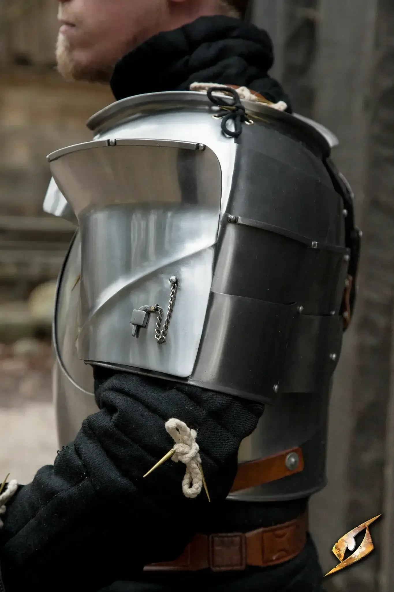 Shoulder Plates & Neck Armor showcased on a character wearing intricate metal shoulder armor.