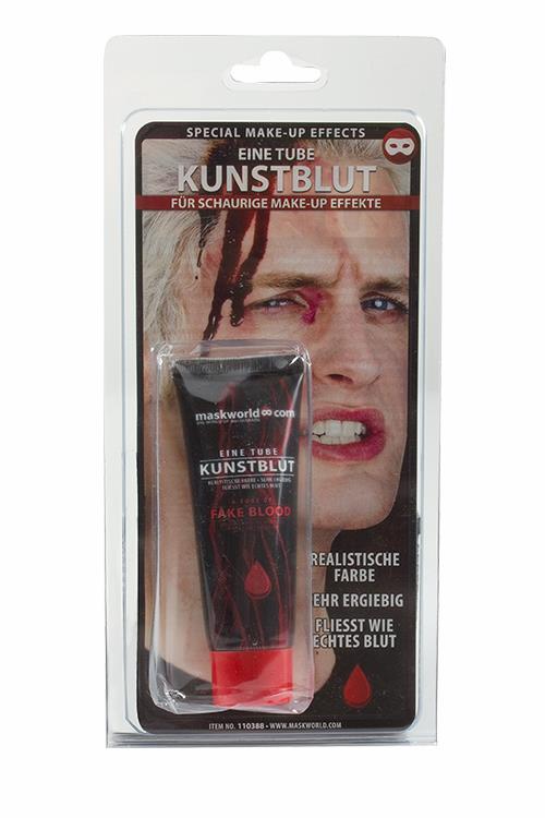 Fake Blood tube packaging for realistic makeup effects, ideal for LARP, theater, film, and photography.