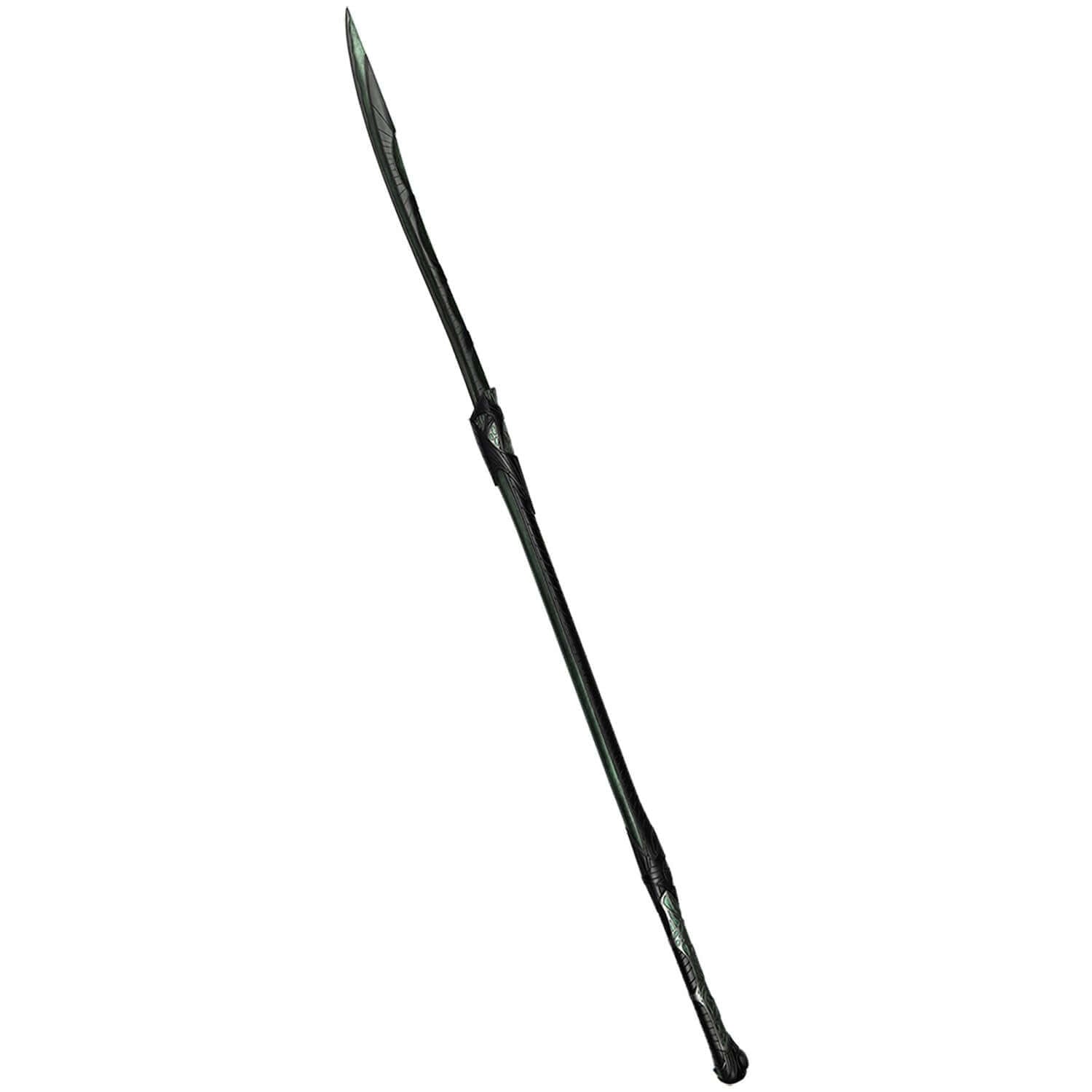 Arkhol Polearm with intricate spider design and chitin-inspired metallic coloring, crafted from durable safe foam.