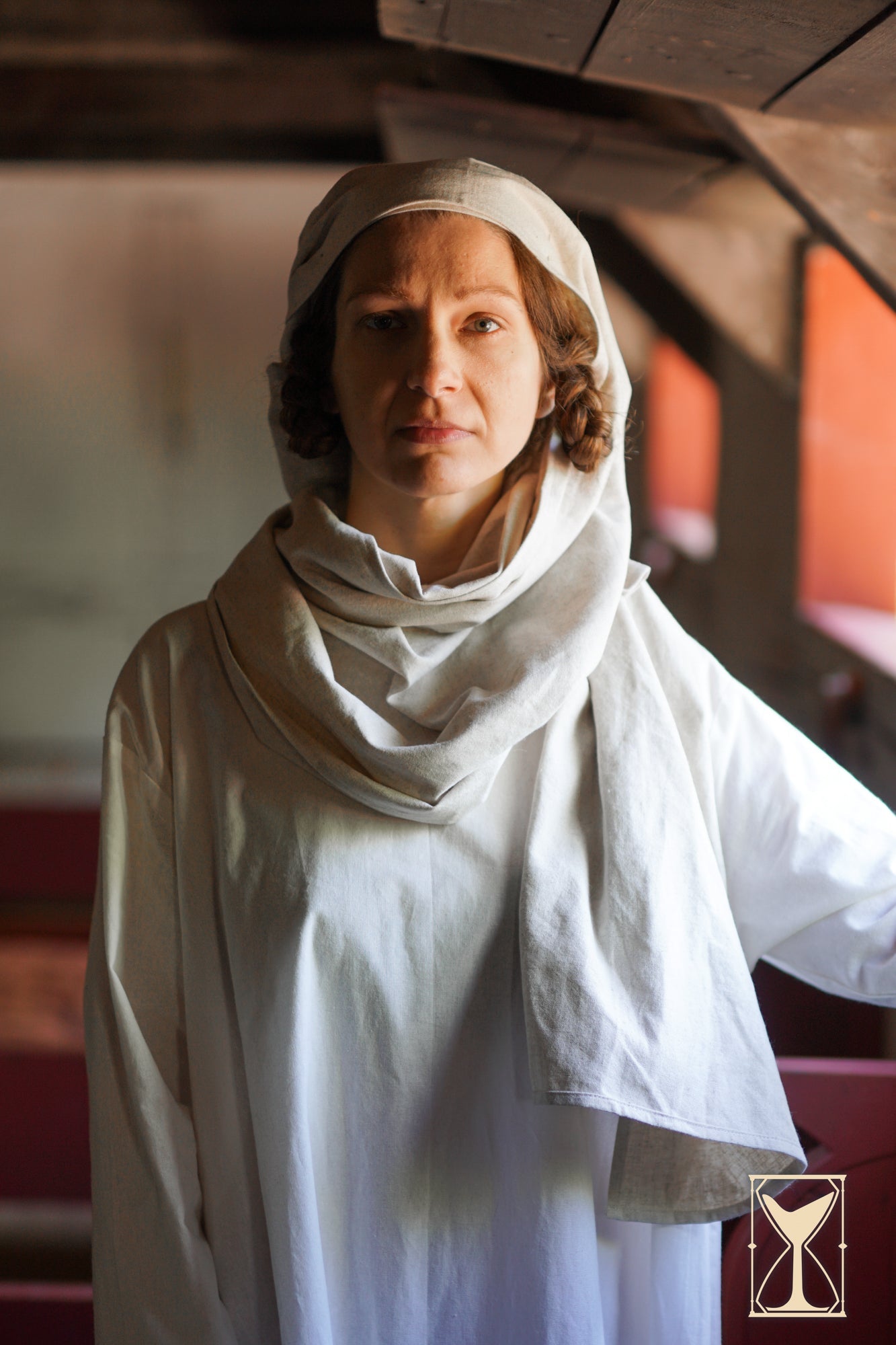 Rectangular Veil and Fillet - Cotton/Linen Blend