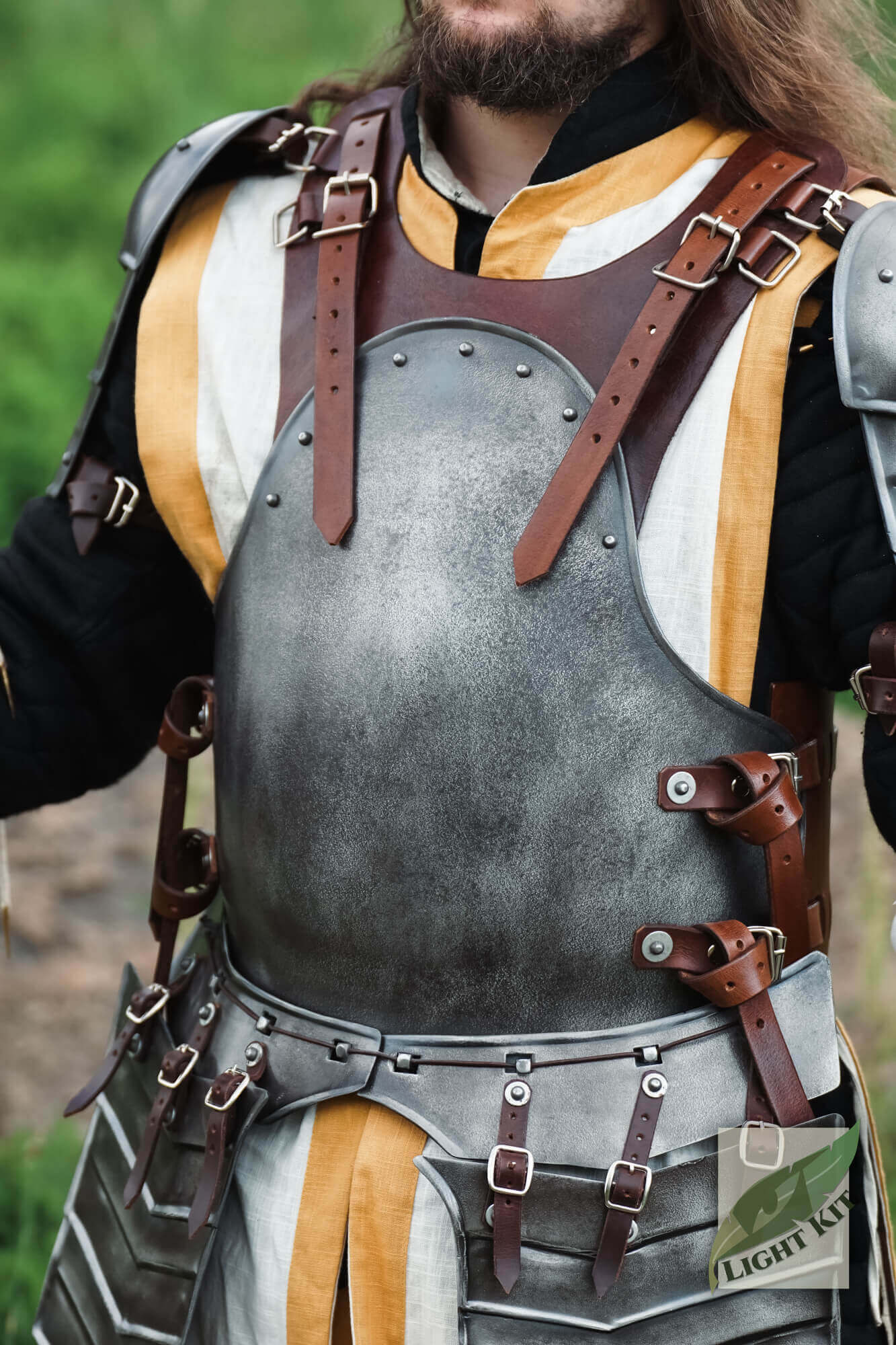 Torso Armour Merc - Light Kit worn by a man, showcasing its hybrid cuirass design and durable materials.