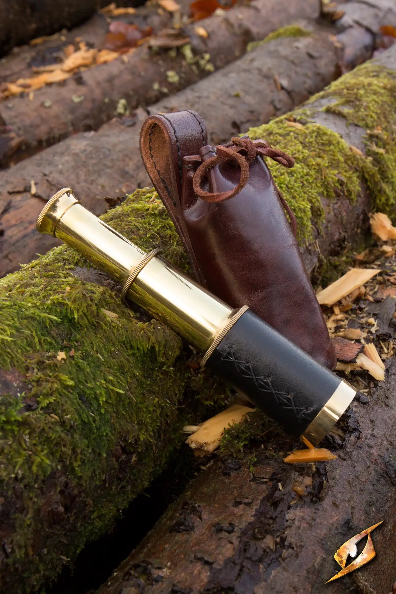 Telescope With Leather Pouch - Brass