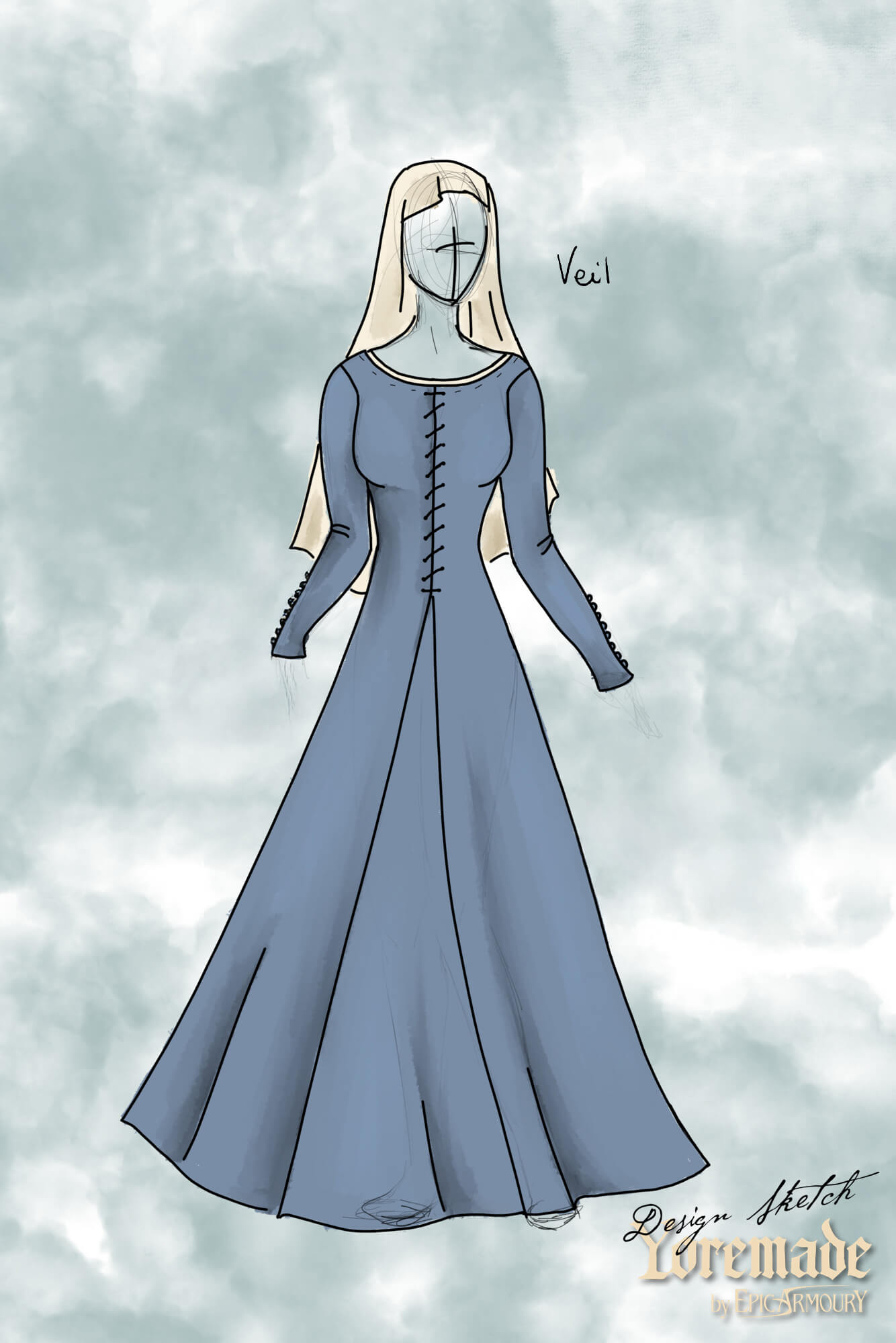 Oval veil - Natural