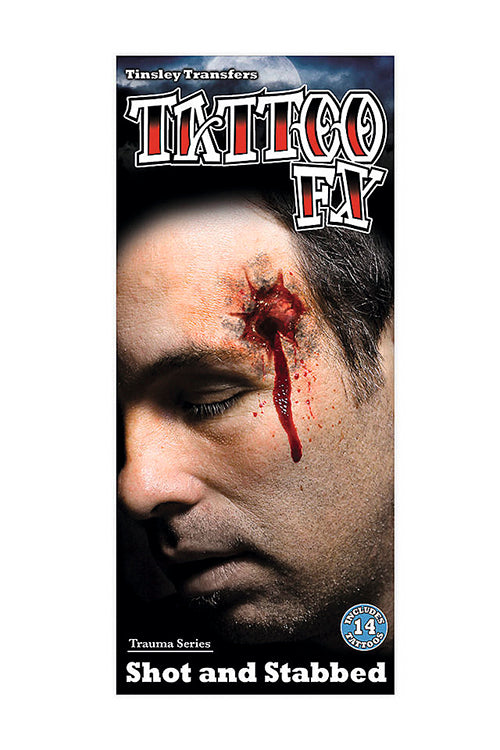 Shot and Stabbed Temporary Tattoo