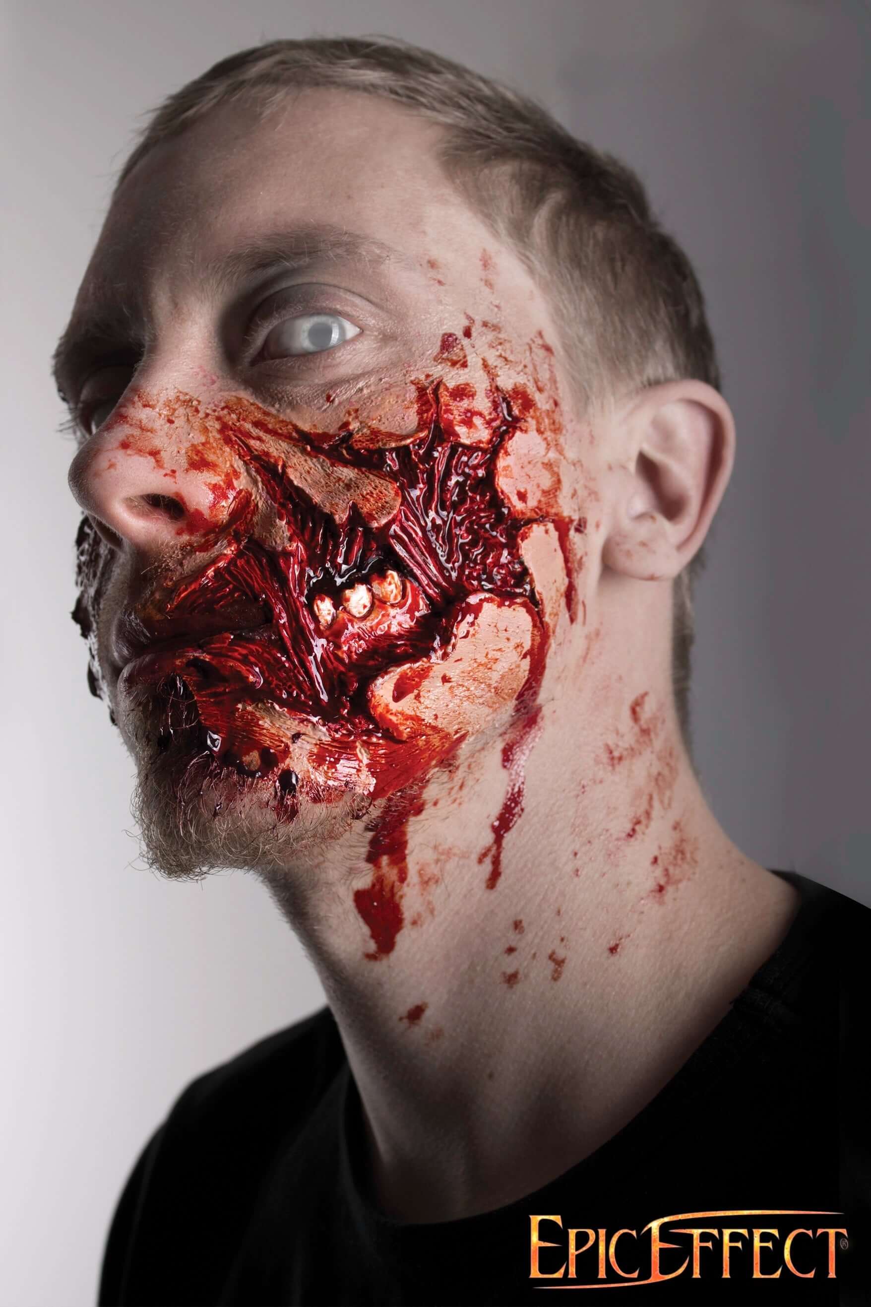 Special FX makeup showcasing realistic wounds and scars for LARP, cosplay, theatre, and film.