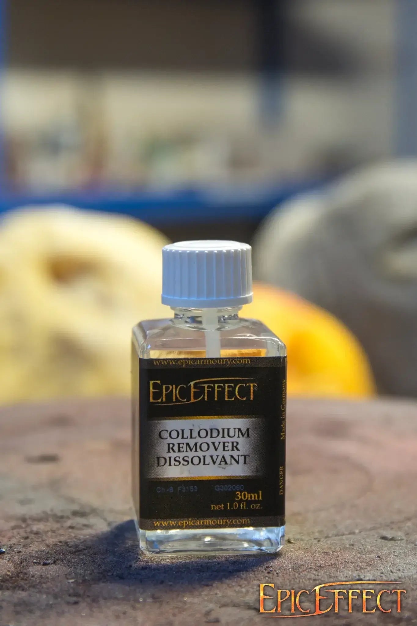 Bottle of Epic Effect Collodium Remover Dissolvent, part of the Effect Accessories collection.