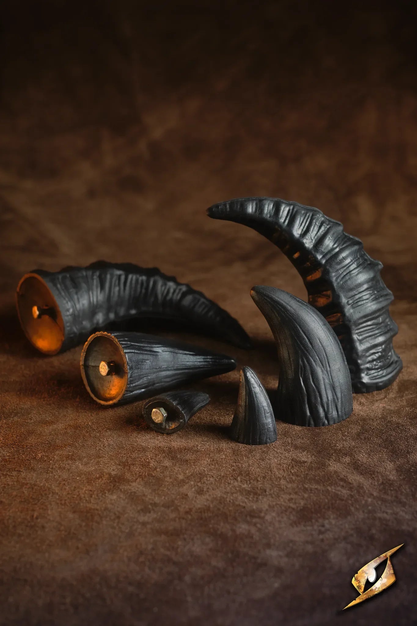 Mountable Demon Horns showcasing various styles and designs for an armored costume accessory.
