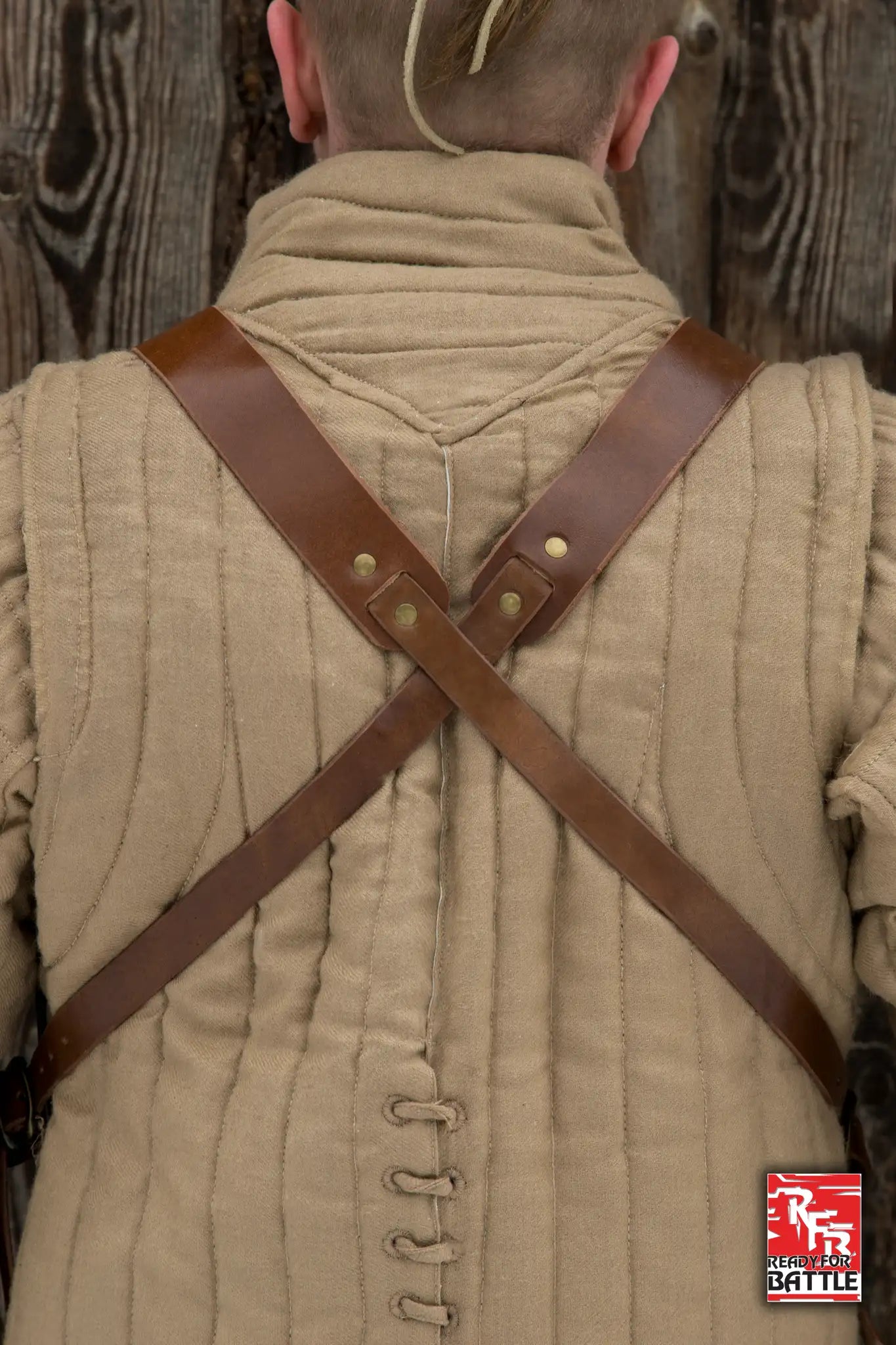 RFB Breastplate shown from behind, highlighting the cross strap design and quilted fabric.