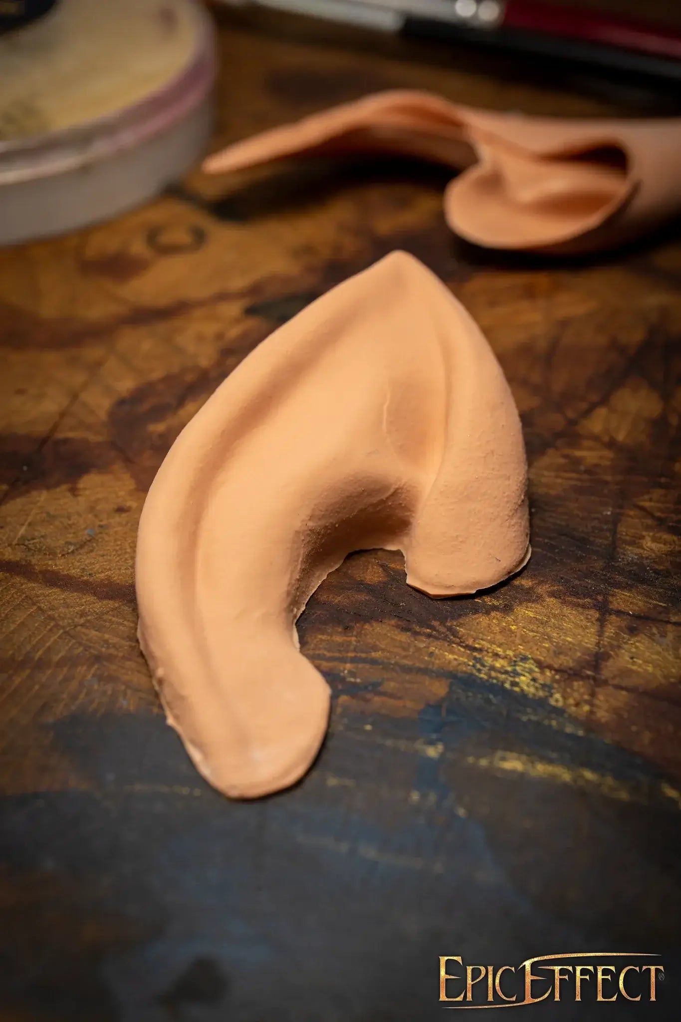 Elven Ears shaped ear prosthetics in light skin color for costume dress-up as elves or fairies.