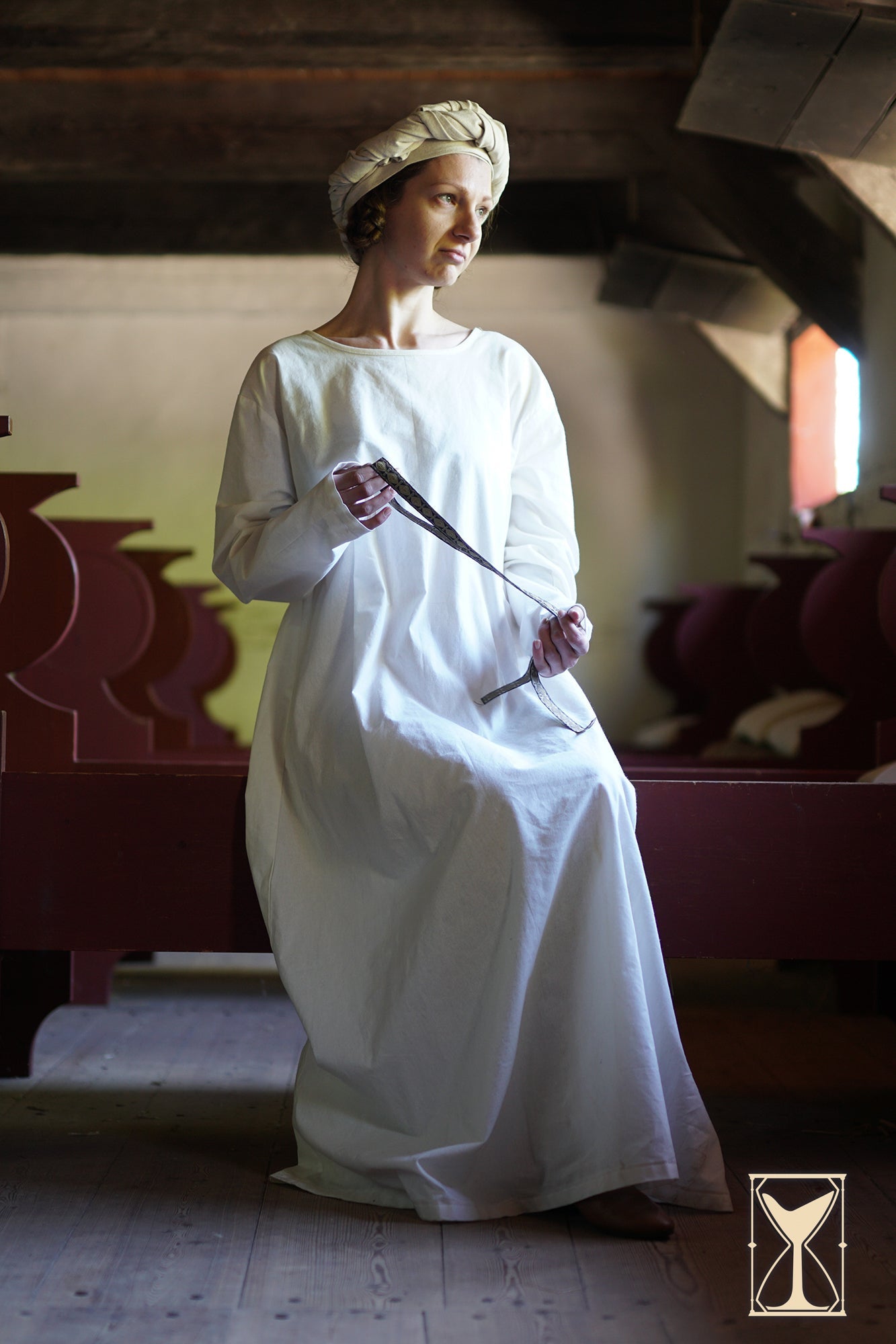 Rectangular Veil and Fillet - Cotton/Linen Blend