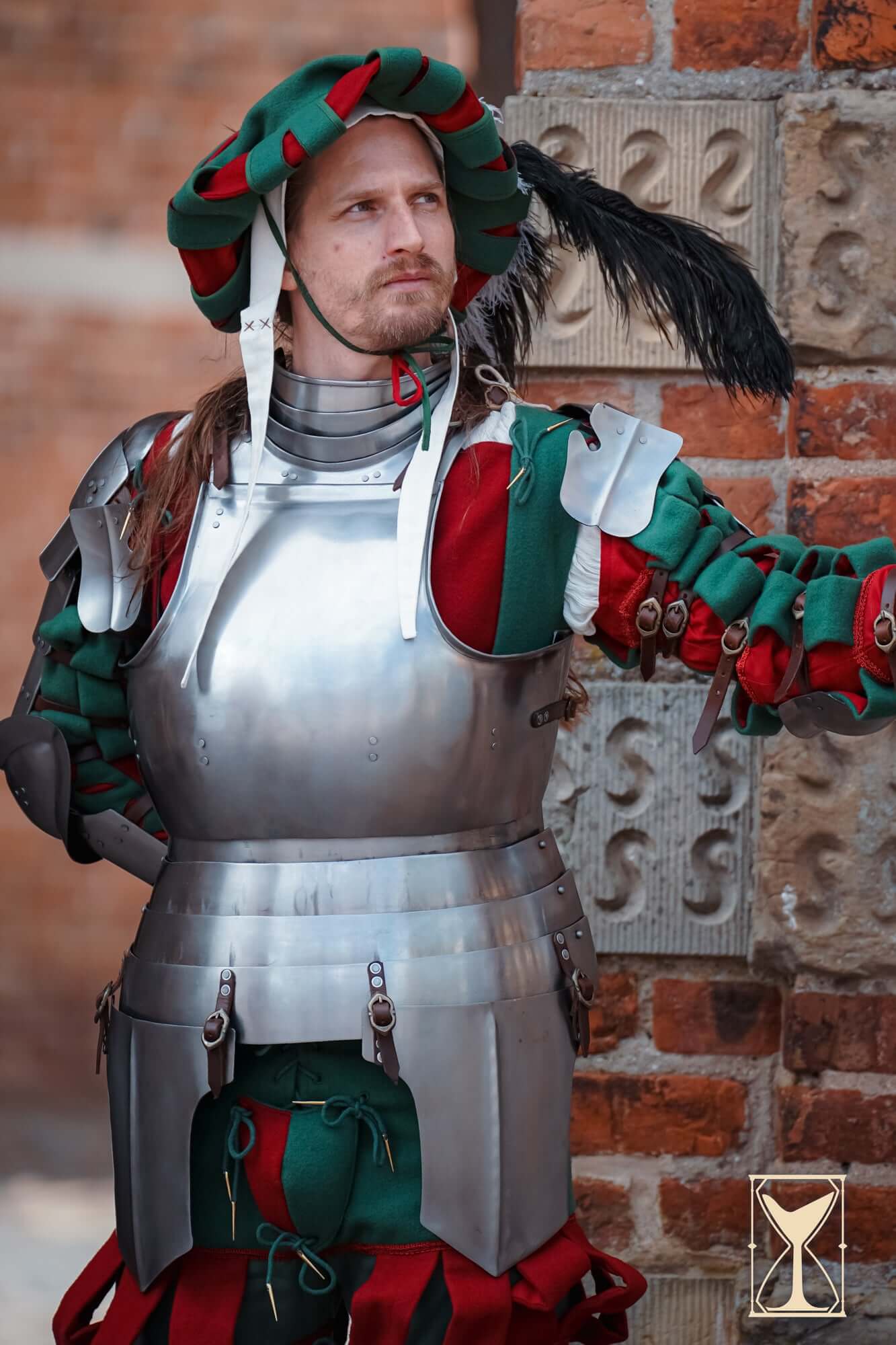 Landsknecht Cuirass - 1.6mm - Yoremade worn by a soldier in historical armor at a rustic location.