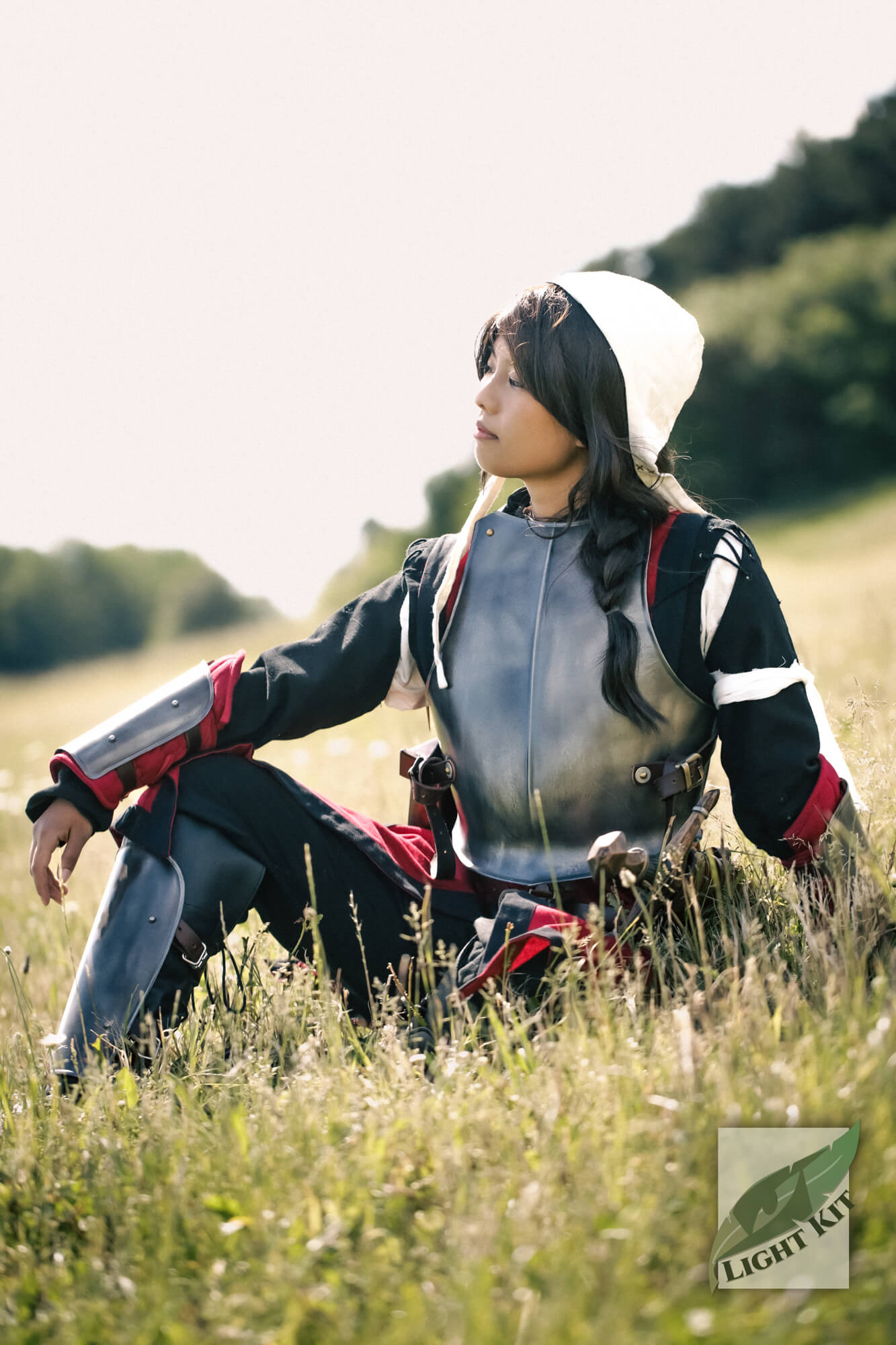 RFB Armour Set - Light Kit worn by a character in a field, showcasing knightly silhouette and modern armor design.