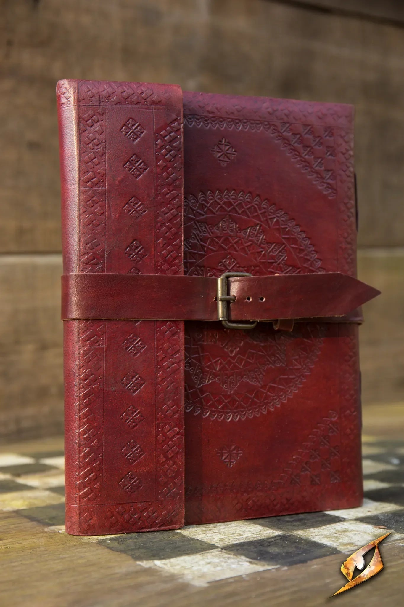 Leather Diary with intricate design and buckle, perfect for adventurers to document their journeys.