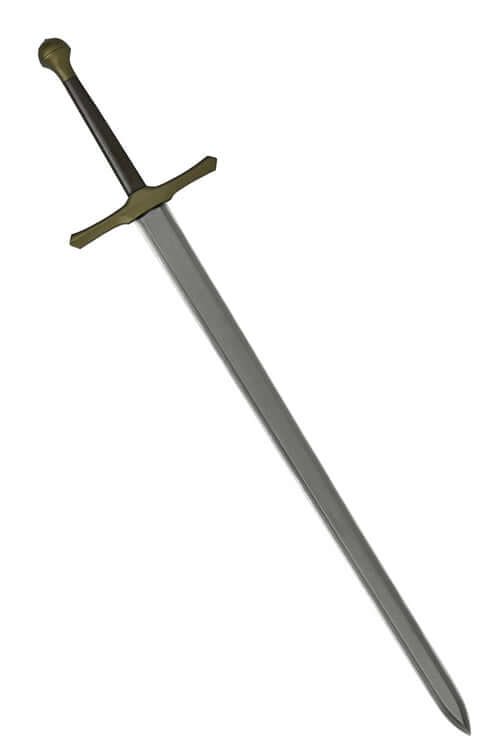 Bellator II - Sharpened sword featuring a steel-colored blade and black handle, crafted from durable Calimacil foam.