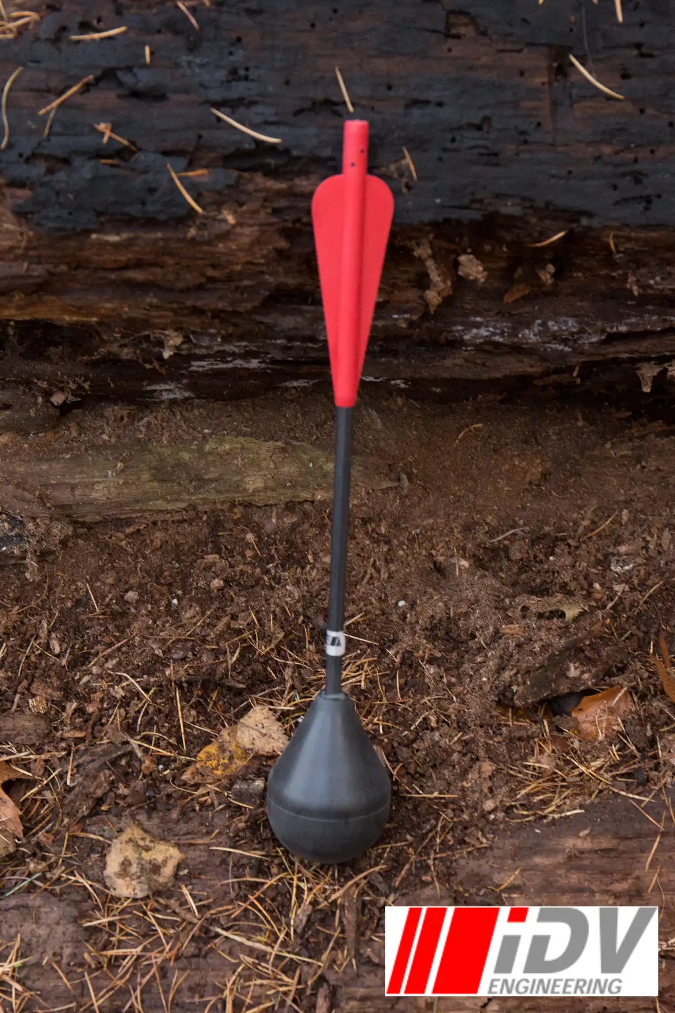 Bolt - Round Head - 10"-  Black/Red, flexible and shatterproof arrow from iDV Engineering, ideal for safe archery.
