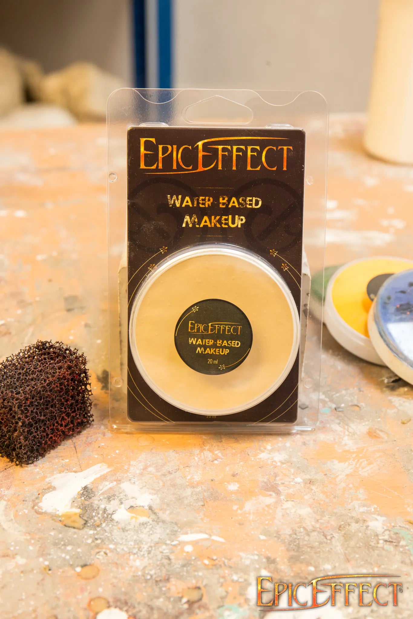 Water Based Make Up - Zombie Pale by Epic Effects in compact packaging on a work surface.