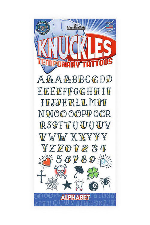 Alphabet Knuckles Temporary Tattoo Kit